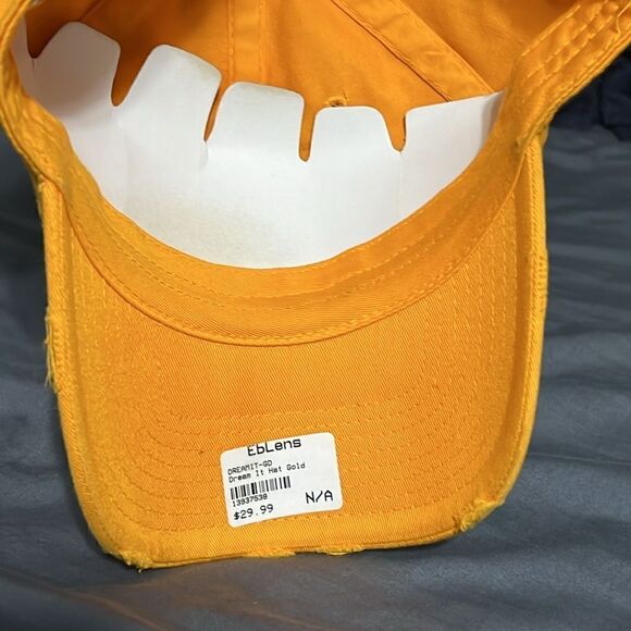 🔥🔥 “NWT” BAWS CRAZY Strapback Distressed Dad Hat / Cap Yellow - NEW with Tags - Picture 5 of 7